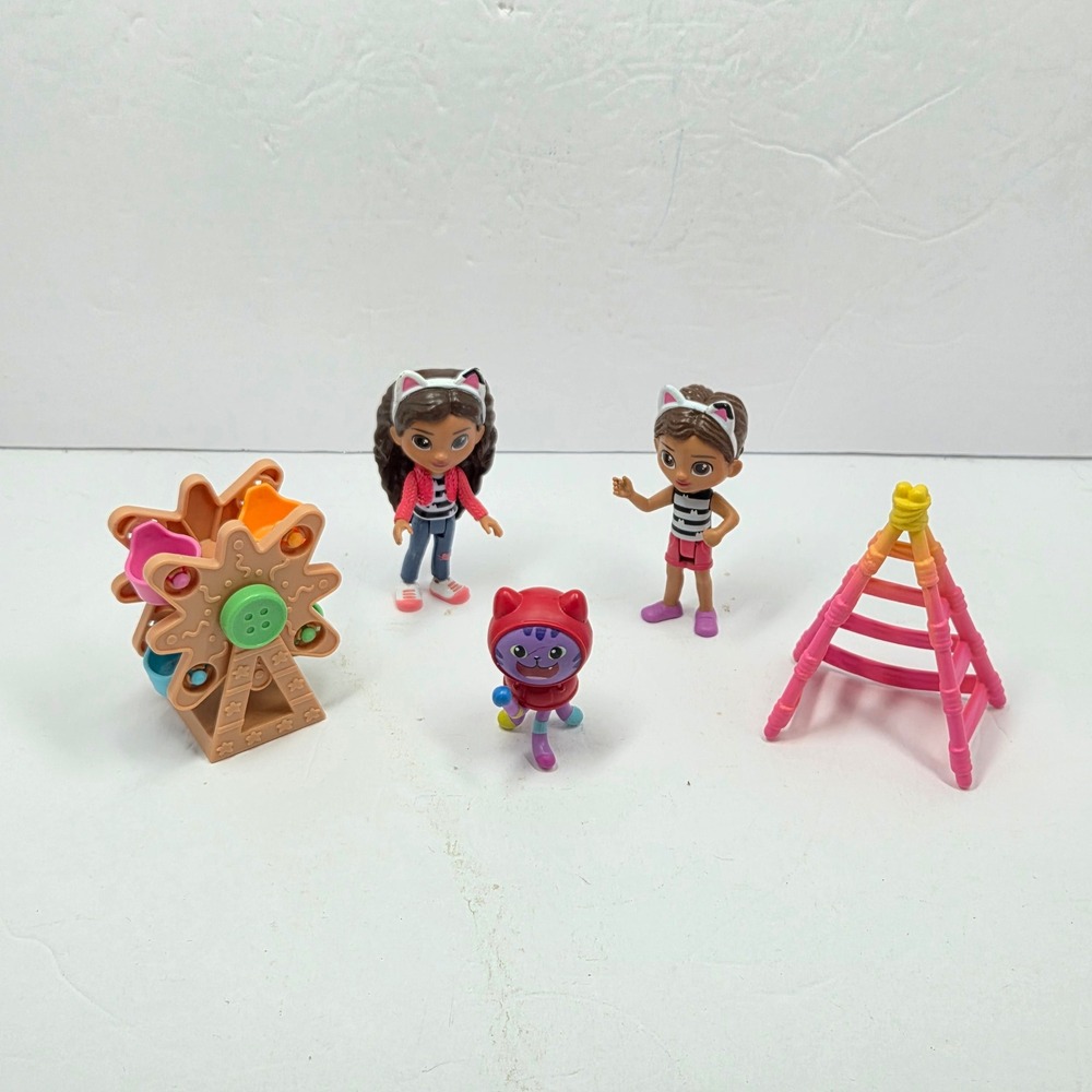 Gabbys Dollhouse Figure Lot Gabby DJ Catnip Ferris Wheel Climbing Structure